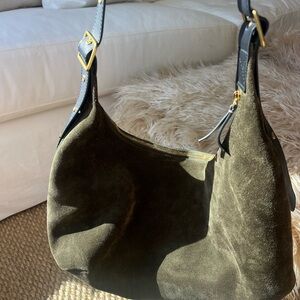 Elegant Olive Suede Shoulder Bag